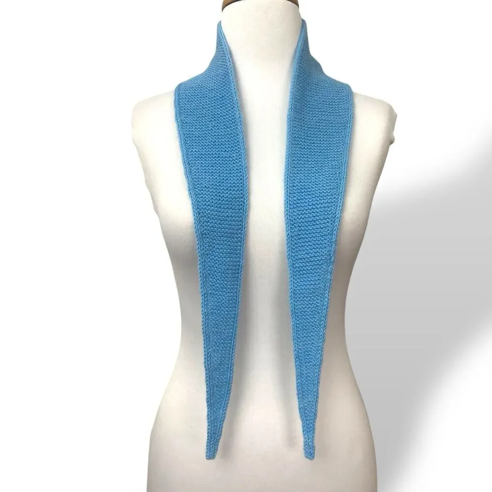 Sophie Scarf Light Blue Merino Wool Blend Neck Warmer Hand Knit Gift for Her